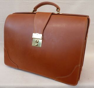 Brooks Brothers Peal & Co Vintage Briefcase Tan Leather Case Doctors Bag