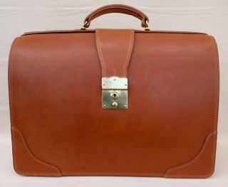 BROOKS BROTHERS PEAL & CO Vintage Briefcase Tan Leather Case Doctors Bag 2