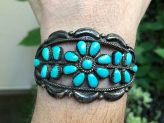 Museum Vintage Native American Navajo Turquoise & Sterling Silver Cuff Bracelet
