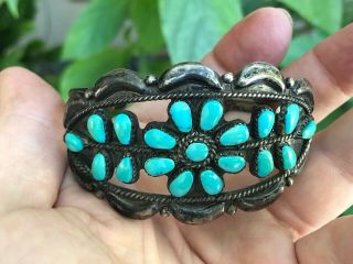 MUSEUM VINTAGE NATIVE AMERICAN NAVAJO TURQUOISE & STERLING SILVER CUFF BRACELET 2