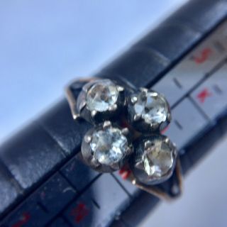 Stunning Antique Georgian Black Dot Paste Silver Ring On Gold Shank Uk M,  Us 6.  5