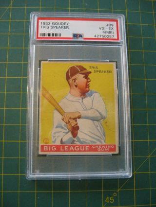 Vintage Baseball Card 1933 Goudey Tris Speaker No.  89 Psa Graded 4 Nr
