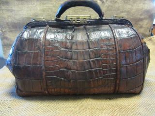 Vintage Ornate Leather Alligator Bag Satchel Pouch Antique Western Saddle 9908