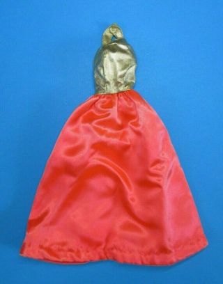 Vtg Barbie - Regal Red 3217 Hot Coral Satin & Gold Lame Gown - Rare