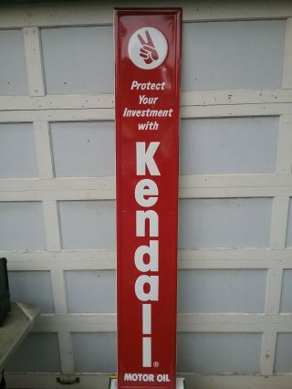 Vintage Kendall Oil " Old Stock " Embossed Sign 71 3/4 ×11 3/4