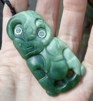 One Of Kind Niki Nepia Rare Nz Pounamu Greenstone Nephrite Jade Maori Hei Tiki