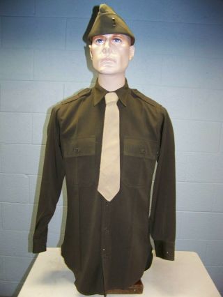 Wwii U.  S.  Army Chocolate Shirt And Khaki Tie Pinks And Greens