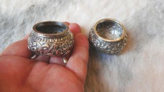 A Antique Sterling Silver Footed Bowls Salt/pepper/mustard Pots S33923