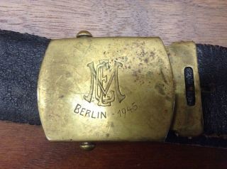 German Ww 2 Belt And Buckle 1945 Berlin