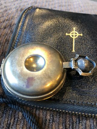 Antique Catholic Priest ' s Sterling Silver Pocket Pyx Case for Eucharist Wafer 3