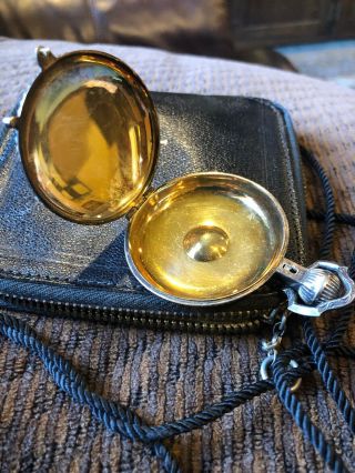 Antique Catholic Priest ' s Sterling Silver Pocket Pyx Case for Eucharist Wafer 4