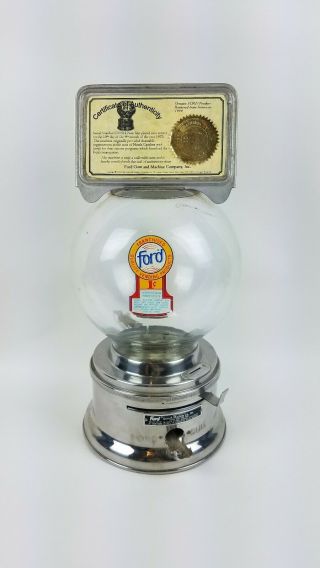 Rare Vintage Ford Gumball Machine With Certificate Of Authenticity