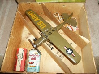 Vintage 1950 ' s Aurora.  049 Gas Powered Cessna L - 19 Bird Dog In Org.  Box 2