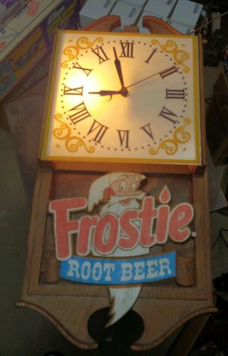 Vintage Frostie Root Beer Clock Light Up Sign