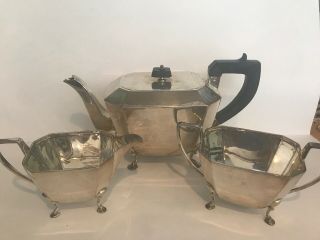 Viners Of Sheffield Art Deco Silver Plated Tea Set