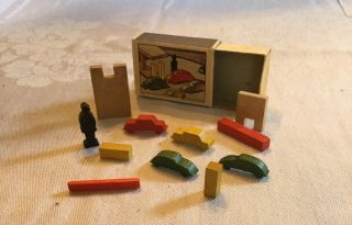 Vintage Juri West German Matchbox Mini Wood Block 1940’s Car Set