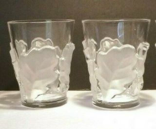 Vintage Lalique Crystal Chene (1950 -) 2 Double Old Fashioned 4 5/8 "