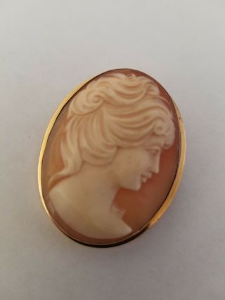 Vintage 18k Yellow Gold Hand Carved Cameo Brooch/necklace