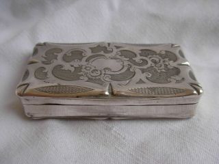Antique French Sterling Silver Snuff Box,  Late 19th Century.