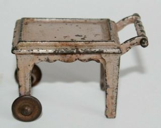 Vintage Arcade ? Cast Iron Pink Tea Cart Doll Furniture 2