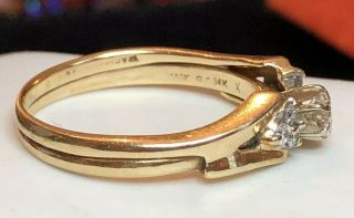 ESTATE VINTAGE 14K GOLD NATURAL DIAMOND RING BAND SET DESIGNER SIGNED MAGIC GLO 7