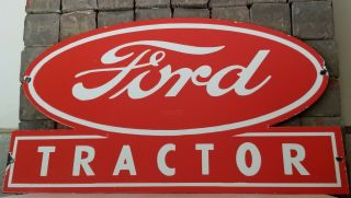 Vintage Ford Motor Company Porcelain Gas Auto Service Station Farm Tractor Sign