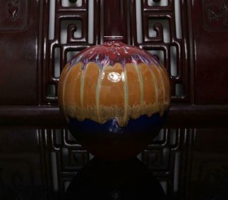 Old Rare Yaobian Glaze Chinese Porcelain Pot Qianlong Mk