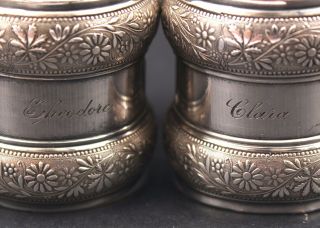 Pair Antique Early 20thC Rogers,  Smith & Co Silverplate Figural Napkin Rings 8