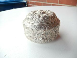 19thc Antique Victorian Gorham Repousse Sterling Silver Dresser Powder Box