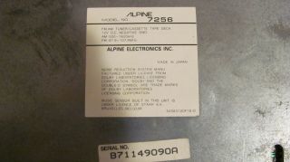 Vintage 2 Knob Alpine 7256 Tuner Cassette Tape Deck Car Stereo 7