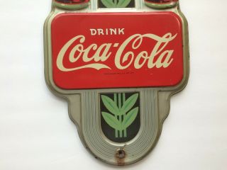 1941 COCA COLA THERMOMETER Double Bottle Advertising Vintage Robertson USA Metal 3