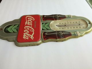 1941 COCA COLA THERMOMETER Double Bottle Advertising Vintage Robertson USA Metal 6
