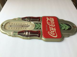 1941 COCA COLA THERMOMETER Double Bottle Advertising Vintage Robertson USA Metal 7
