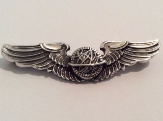 Vintage Amico Sterling Silver Air Force Wing Navigator Pin 2”