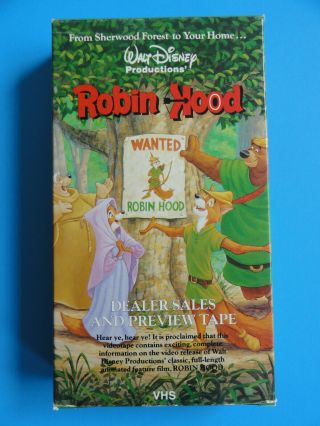 RARE DISNEY DEALER SALES & PREVIEW VHS TAPE - ROBIN HOOD - 1984 2