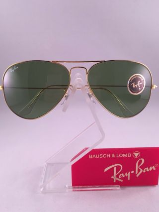 Vintage Ray Ban Bausch and Lomb Green RB3 Aviators Sunglasses 58 mm NOS 3