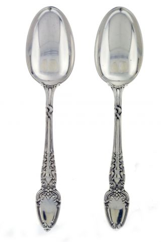 2 Antique 1890 Tiffany & Co Broom Corn Sterling Silver Teaspoons 6 " No Mono