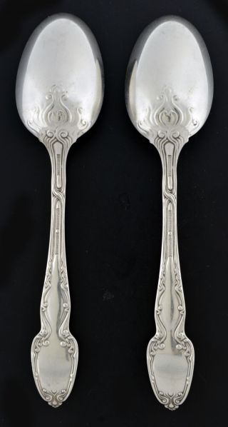 2 Antique 1890 Tiffany & Co Broom Corn Sterling Silver Teaspoons 6 