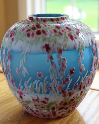 Rare FENTON GLASS Giverny Cameo Vase KELSEY MURPHY / Bomkamp 42/295 5