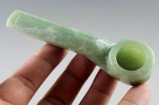 4.  3  Chinese Green Jade Hand - Carved Jade Smoke Pipe Tobacco Pipe Collect 1273