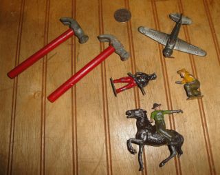 Vintage Antique Toy Cast Iron Hammers Metal & Wood,  Metal Figures,  Plane