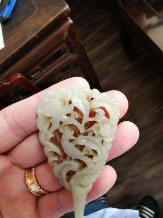 From Old Estate Chinese Ming White Jade Bird Hair - pin or Earpick Asian China 3