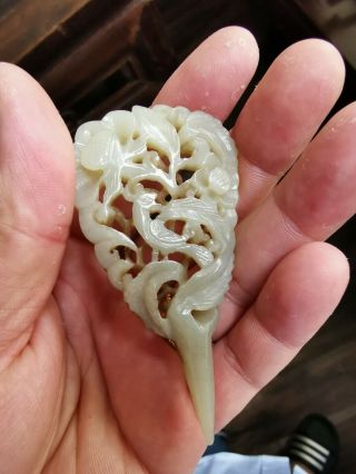 From Old Estate Chinese Ming White Jade Bird Hair - pin or Earpick Asian China 8