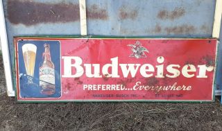 Rare Large Vintage 1948 Budweiser Beer Bar Tavern 54 