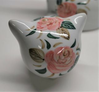cute Asian lucky cat teapot white with pink floral designs - Thailand 5