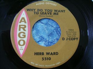 VERY RARE NORTHERN SOUL PROMO 45 HERB WARD STRANGE CHANGE orig ARGO 1965 DJ hear 2