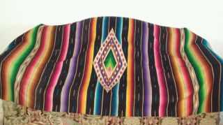 Vintage 1940 - 1950 Mexican Saltillo Wool Blanket W/woven Fringe - 102 " X 50 "
