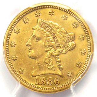 1886 Liberty Gold Quarter Eagle $2.  50 Coin.  Certified Pcgs Au Detail - Rare Date