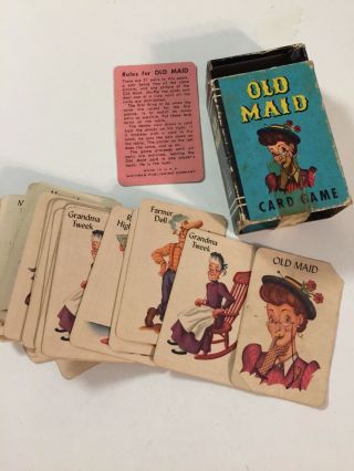 Vintage Old Maid Mini Card Game Whitman Co Peter Pan 1950s Complete