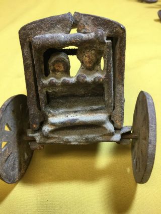 Vintage Cast Iron Metal Amish Horse Drawn Buggy Carriage Wagon with Driver,  Kids 4